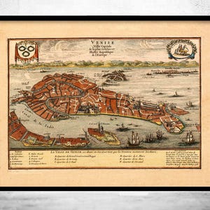 Old Map of Venice 1705 Vintage Map of Venice | Vintage Map Wall Art Print | Large Map Print | Home Decor Wall Art