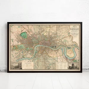 Victorian Old London Map 1830, England  | Vintage Map Wall Art Print | Large Map Print | Home Decor Wall Art
