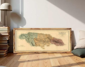 Old Map of Jamaica 1888 Vintage map of Jamaica | Wall Map Print