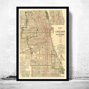 Old Map of Chicago 1906 Vintage Map Chicago | Vintage Map Wall Art Print | Large Map Print | Home Decor Wall Art