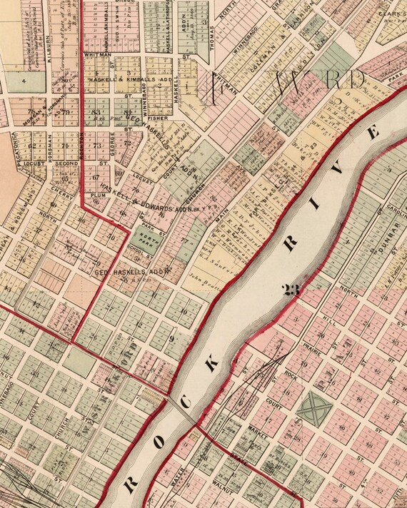 Map Of Rockford Il Old Map Of Rockford Illinois 1886 Vintage Poster Wall Art | Etsy Canada