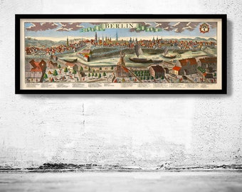 Old Panoramic View of Berlin Germany 1761 Vinatge Gravure Berlin | Vintage Poster Wall Art Print | Wall Map Print | Old Map Print