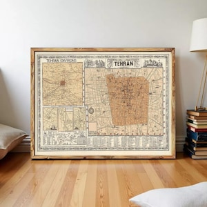 Old Map of Tehran Iran Vintage Map Tehran | Wall Map Print
