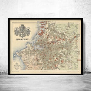 Old Map of Marseille France 1894 Vintage Map | Vintage Map Wall Art Print | Large Map Print | Home Decor Wall Art