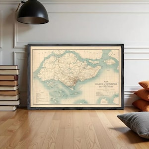 Old Map of Singapore Island 1911 Vintage Map  | Wall Map Print