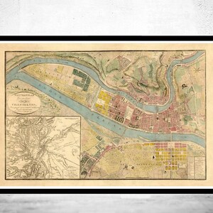 Old Map of Lyon  France 1821  | Vintage Map Wall Art Print | Large Map Print | Home Decor Wall Art