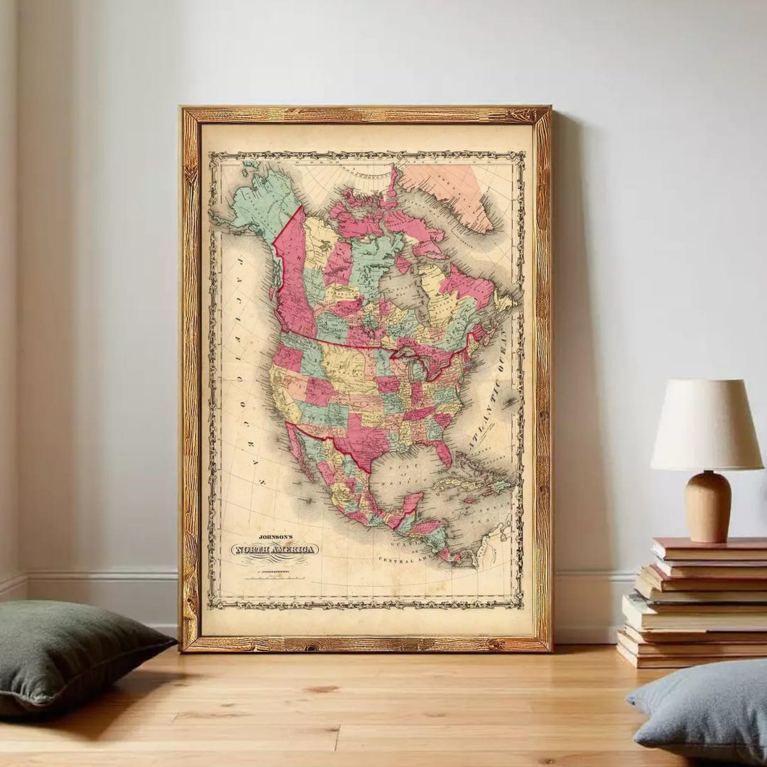 Old Map of United States of America, North America 1860 | Wall Map ...