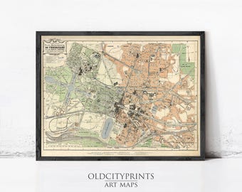 Vintage Map of Versailles France 1927 | Monumental Plan Wall Decor Art Print