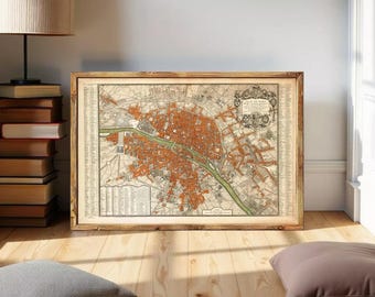 パリのヴィンテージ地図 1742年 パリの古地図 フランス 修復装飾
