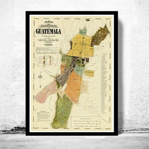 Old Map of Guatemala City 1894 Vintage Map  | Vintage Map Wall Art Print | Large Map Print | Home Decor Wall Art