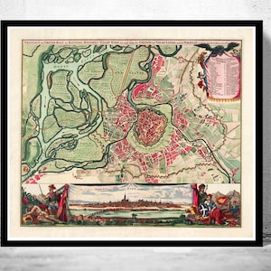 Beautiful Old Map of Vienna Wien Austria 1712  | Vintage Map Wall Art Print | Large Map Print | Home Decor Wall Art
