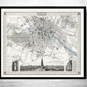 Old Map of Berlin, Germany 1860 Antique Vintage Vintage Poster Wall Art Print Wall Map Print Old Map Print image 1