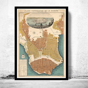 Old Map Havana Habana 1850 Vintage Map  | Vintage Map Wall Art Print | Large Map Print | Home Decor Wall Art