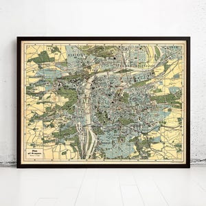 Old Map of Prague 1900 Czech Republic | Vintage Map Wall Art Print | Large Map Print | Home Decor Wall Art