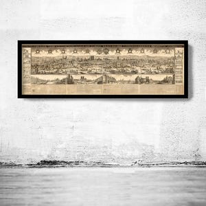 Beautiful Panoramic View of Paris 1669 France Vintage Gravure of Paris | Vintage Map Wall Art Print | Large Map Print