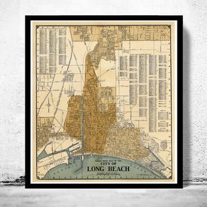 Old Map of Long Beach California 1920 Vintage Map | Vintage Map Wall Art Print | Large Map Print | Home Decor Wall Art
