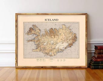Vintage Iceland Map Print | 1960 Islandia Wall Art (Museum Quality)