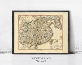 ヴィンテージの万里の長城地図プリント、1920年代の中国装飾 - Etsy 日本
