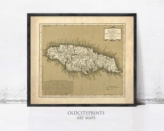 Old Map of Jamaica 1780 Vintage map of Jamaica | Wall Map Print