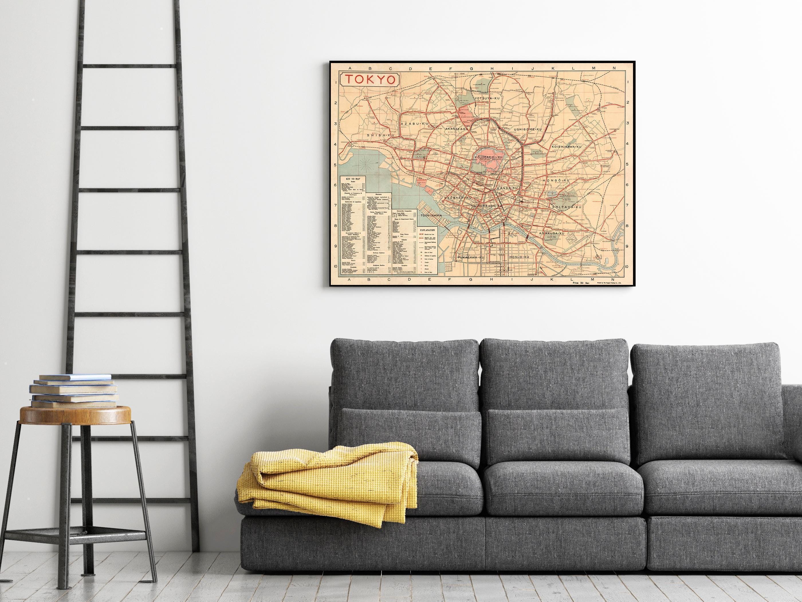 Old Map of Tokyo 1920 Japan Vintage Map Tokyo | Wall Map Print - Etsy ...