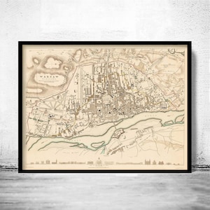 Old Map of Warsaw 1831 Poland Vintage Map | Vintage Map Wall Art Print | Large Map Print | Home Decor Wall Art