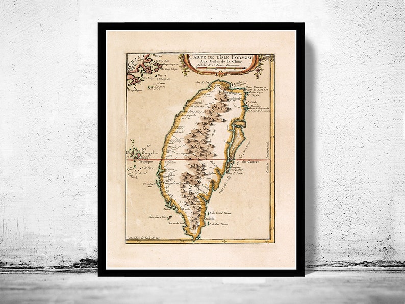Vintage Map of Taiwan 1763 Vintage Poster Wall Art Print