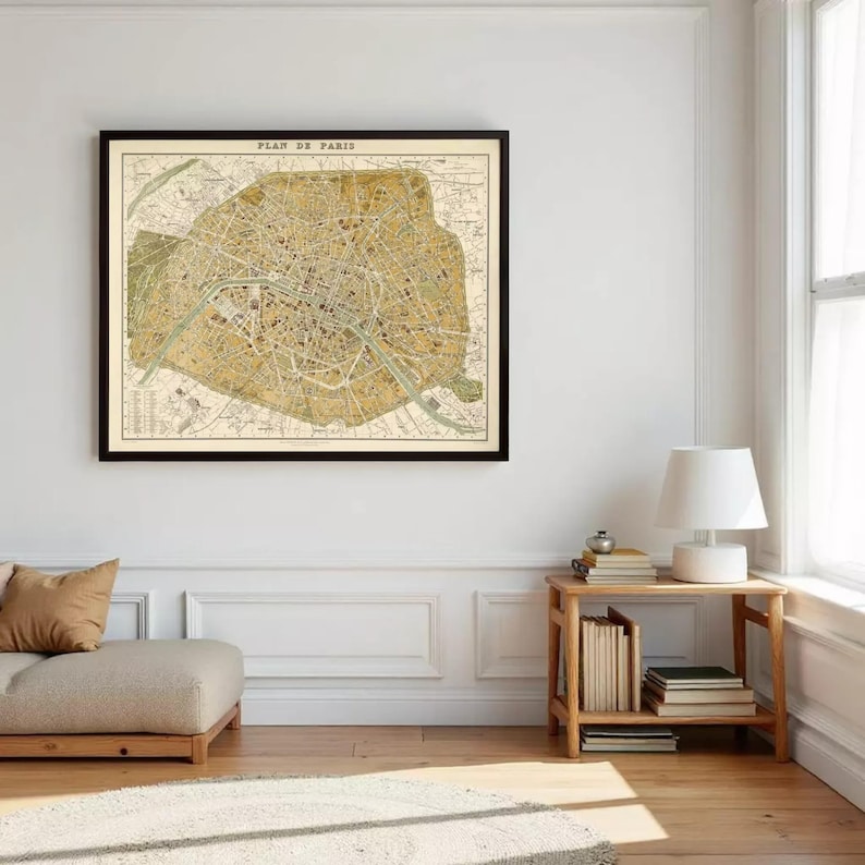 Old Map of Paris Map 1889 Print | Vintage France Wall Art Antique City ...