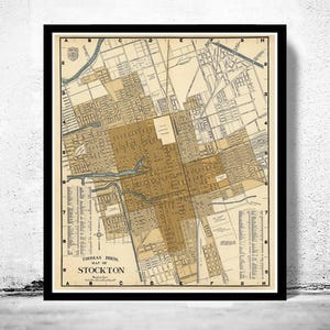 Old Map of Stockton California 1938 Vintage Map | Vintage Map Wall Art Print | Large Map Print | Home Decor Wall Art