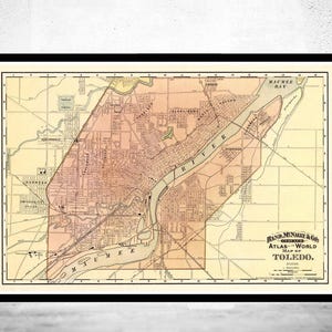 Old map of Toledo Ohio 1892 Vintage Map | Vintage Map Wall Art Print | Large Map Print | Home Decor Wall Art