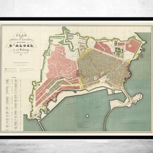Old Map of Algiers Alger 1847 Vintage Map  | Vintage Map Wall Art Print | Large Map Print | Home Decor Wall Art