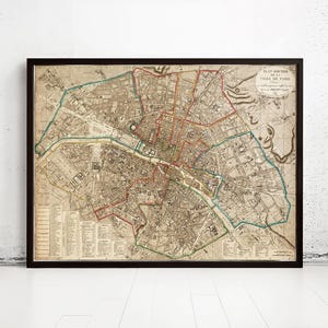 Old Map of Paris 1832 France Vintage Paris Map  | Vintage Map Wall Art Print | Large Map Print | Home Decor Wall Art