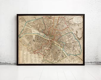 Old Map of Paris 1832 France Vintage Paris Map  | Vintage Map Wall Art Print | Large Map Print | Home Decor Wall Art