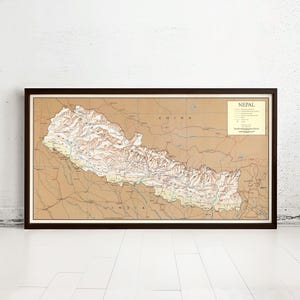 Old Map of Nepal 1968 Vintage Map of Nepal | Vintage Map Wall Art Print | Large Map Print | Home Decor Wall Art