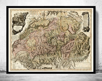 Old Map of Switzerland 1778 Vintage Map | Vintage Poster Wall Art Print | Wall Map Print |  Old Map Print