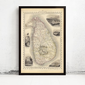 Old Map of Sri Lanka 1851 Old Ceylon Vintage Map | Vintage Map Wall Art Print | Large Map Print | Home Decor Wall Art