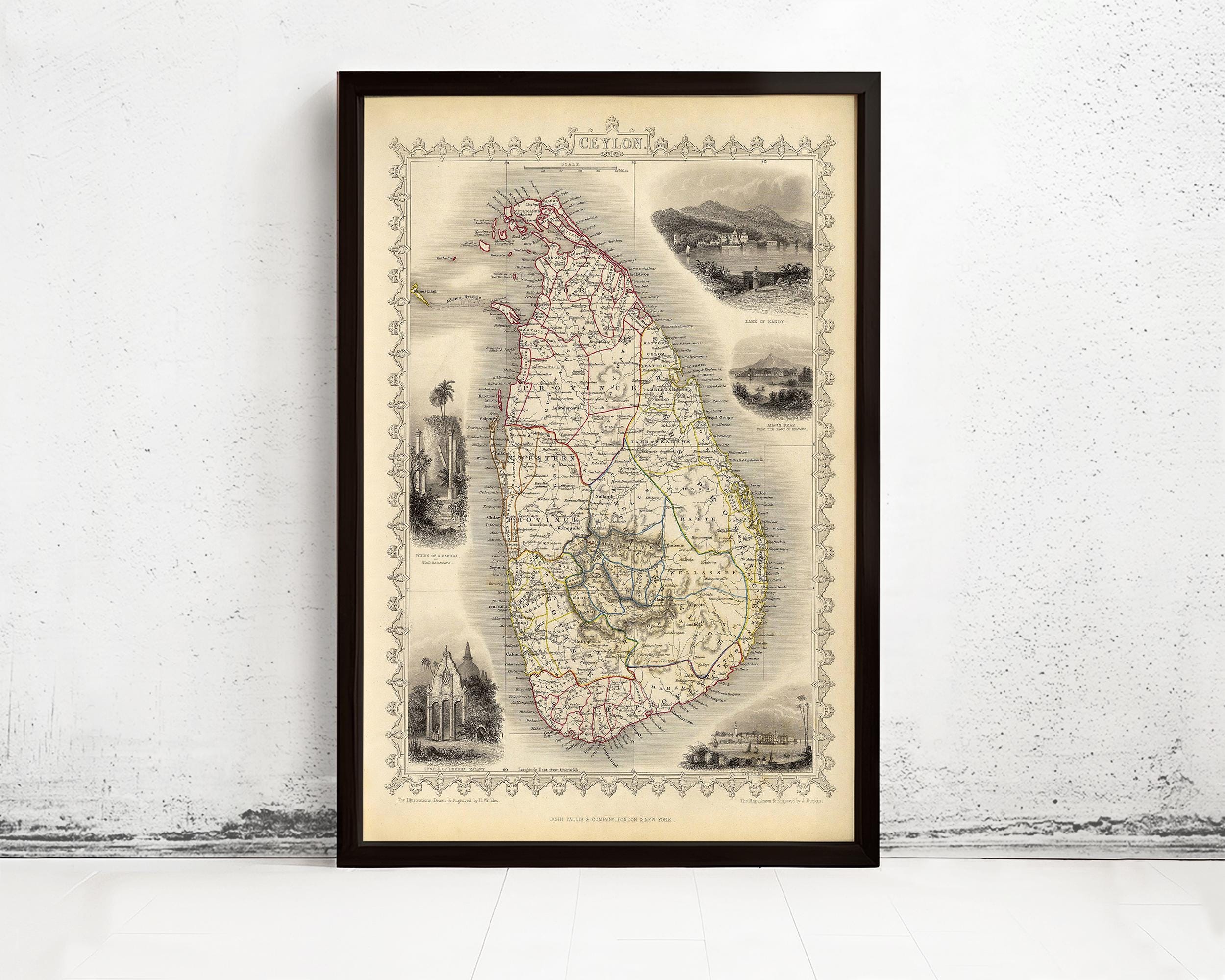 Old Map of Sri Lanka 1851 Old Ceylon Vintage Map | Vintage Map Wall Art Print | Large Map Print | Home Decor Wall Art