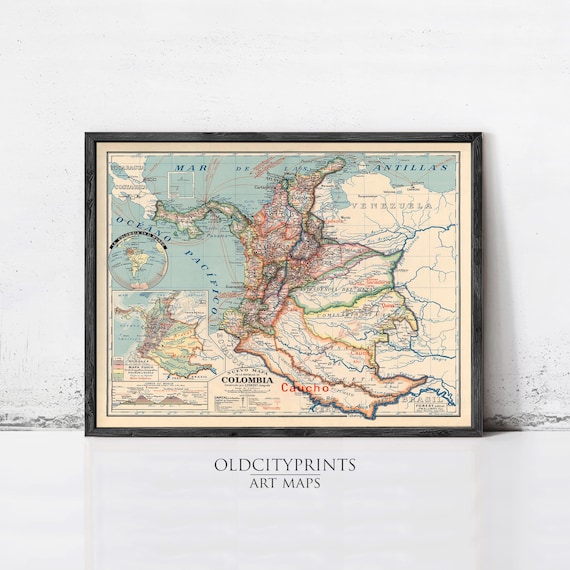 Old Map of Colombia 1920 Vintage Map | Wall Map Print - Etsy