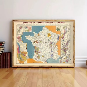 Old France Wine Chart 1949 Carte Vinicole de La France | Wall Map Print