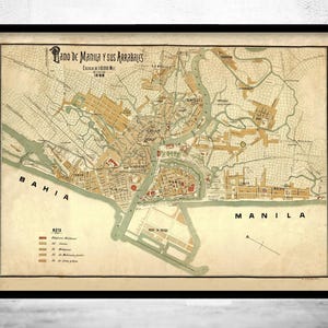 Old Map of Manila Philippines 1898 Vintage Map | Vintage Map Wall Art Print | Large Map Print | Home Decor Wall Art