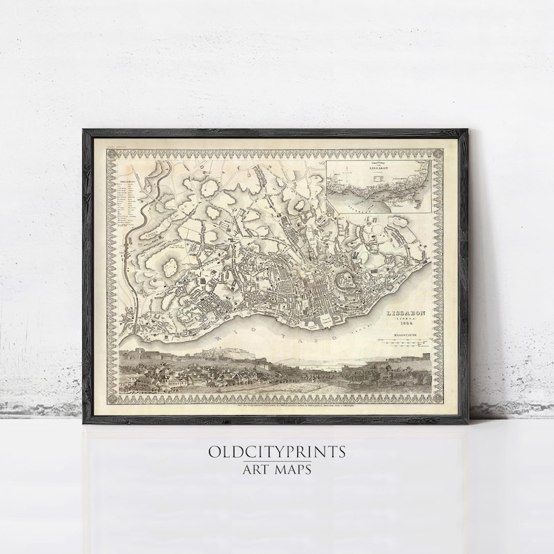 The image is a framed antique map of London, England, dating back to the 16th century.