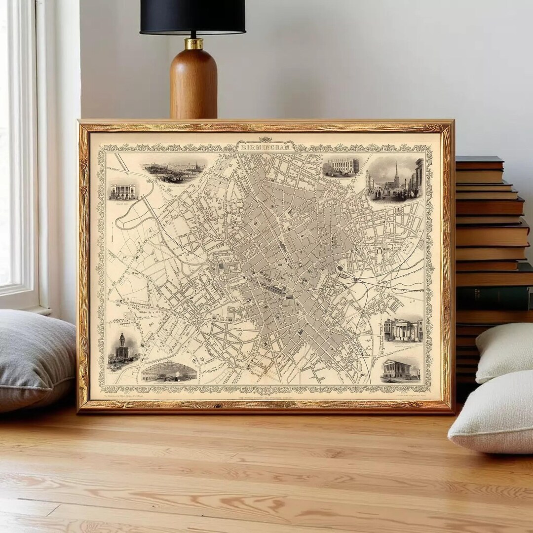 Old Map of Birmingham United Kingdom 1851 Vintage Map | Wall Map Print ...