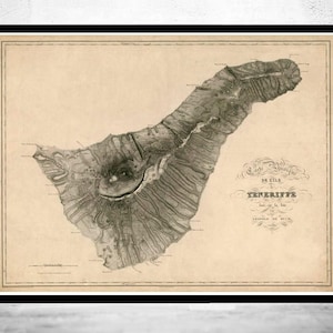 Old Map of Tenerife Canary Islands 1831 Vintage Map | Vintage Map Wall Art Print | Large Map Print | Home Decor Wall Art