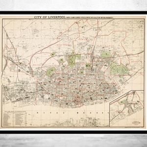 Old Map of Liverpool England 1900 Vintage Map | Vintage Map Wall Art Print | Large Map Print | Home Decor Wall Art