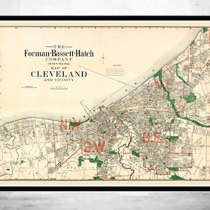 Old Map of Cleveland and Suburbs 1912 Vintage Map | Vintage Poster Wall Art Print | Wall Map Print | Old Map Print