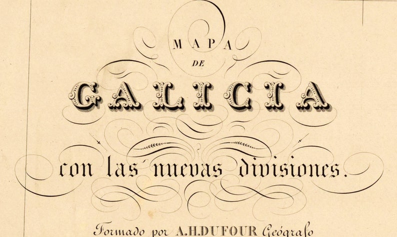 Old Map of Galicia Galiza Espana 1837 Spain Vintage Map Vintage Poster Wall Art Print Wall Map Print Old Map Print image 2