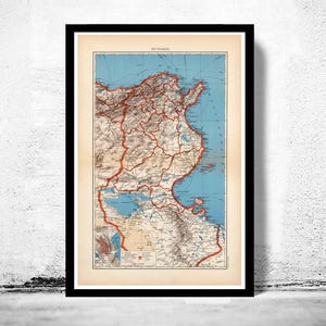 Old Map of Tunisie Tunisia 1939 Vintage Map  | Vintage Map Wall Art Print | Large Map Print | Home Decor Wall Art