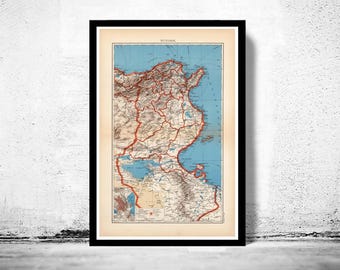 Old Map of Tunisie Tunisia 1939 Vintage Map  | Vintage Map Wall Art Print | Large Map Print | Home Decor Wall Art