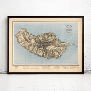 Old Map of Madeira Island  1850 Portugal  | Vintage Map Wall Art Print | Large Map Print | Home Decor Wall Art