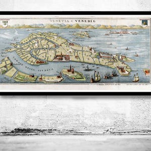 Vintage Old Map of Venice Venetia Venezia , Italy 1720  | Vintage Map Wall Art Print | Large Map Print | Home Decor Wall Art