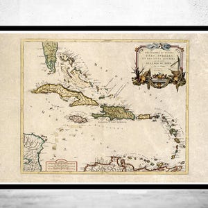 Old Map of Antilles Bahamas Bahama Islands 1779 Vintage Map | Vintage Map Wall Art Print | Large Map Print | Home Decor Wall Art